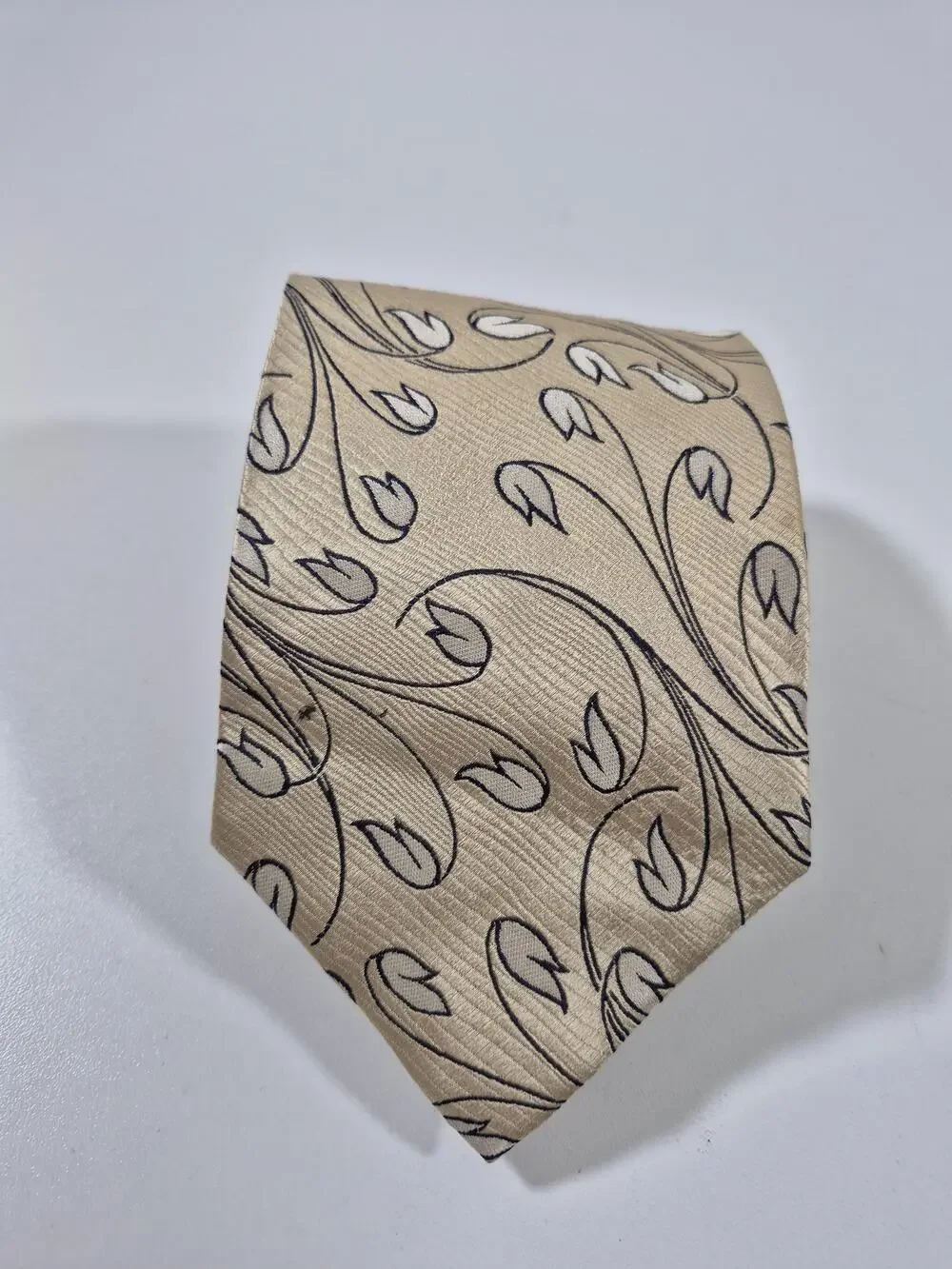 Vitaliano Pancaldi Tie Men's OS Beige Floral 100% Silk Jacquard Italy FLAW